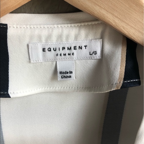 Equipment Femme Leonce Stripe Wrap Dress V Neck - Picture 8 of 8